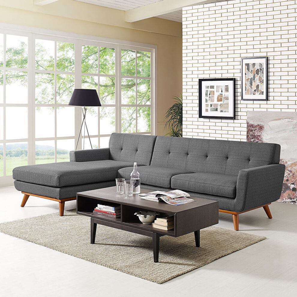 Left-facing sectional sofa in gray by Modway