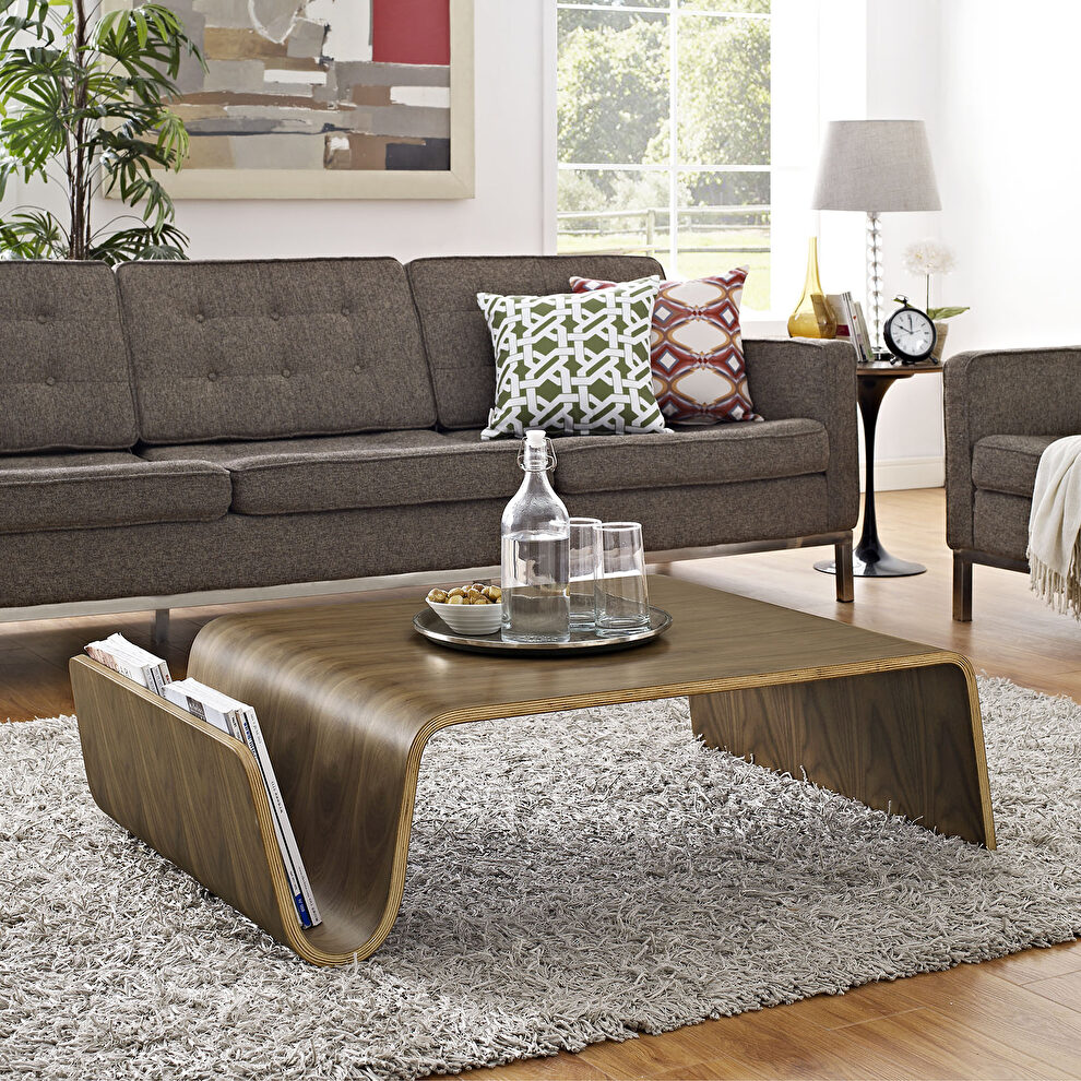 Wood coffee table in walnut by Modway