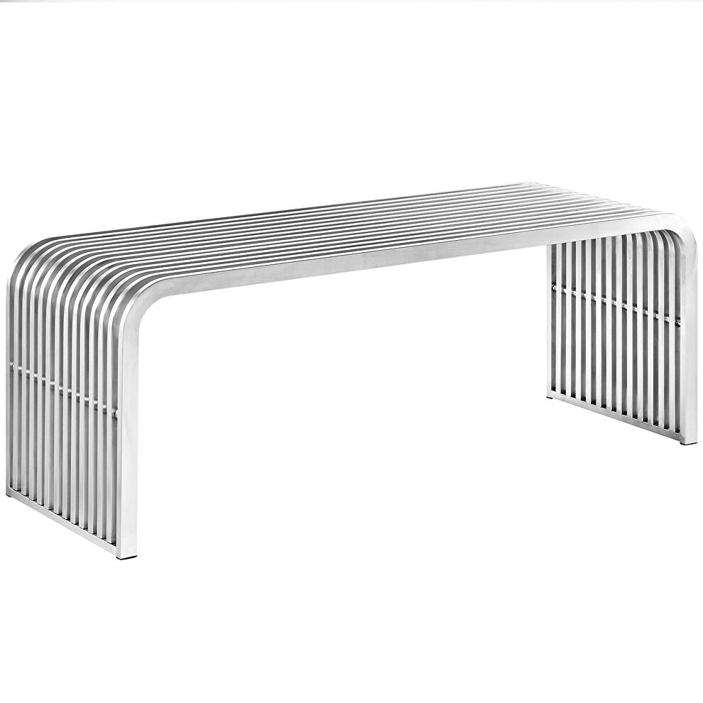 47 stainless steel bench in silver by Modway