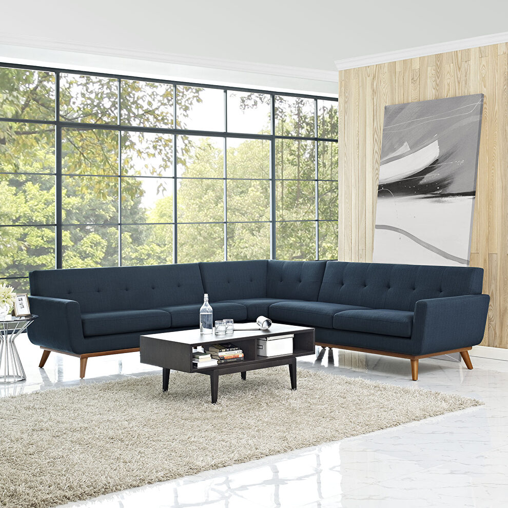 L-shaped sectional sofa in azure by Modway