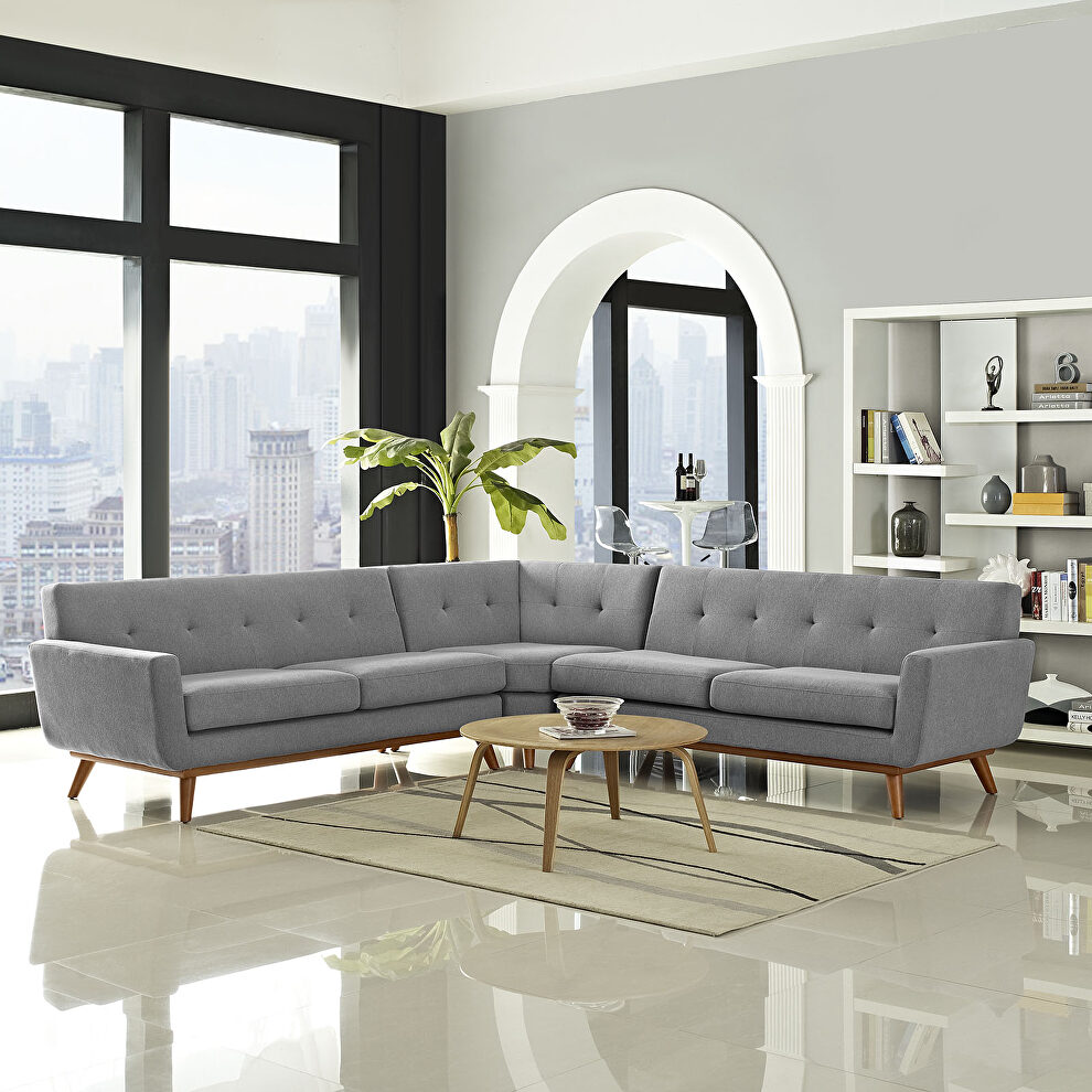 L-shaped sectional sofa in expectation gray by Modway