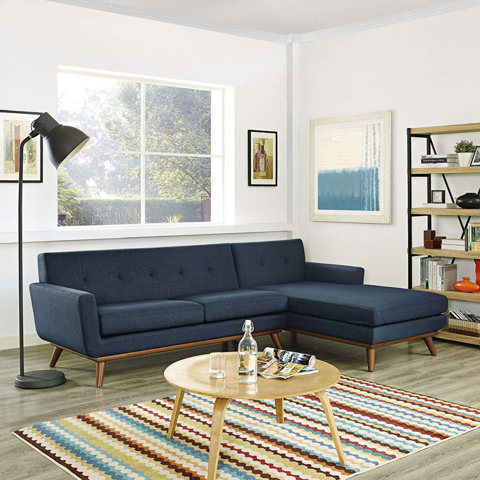 Right-facing sectional sofa in azure by Modway