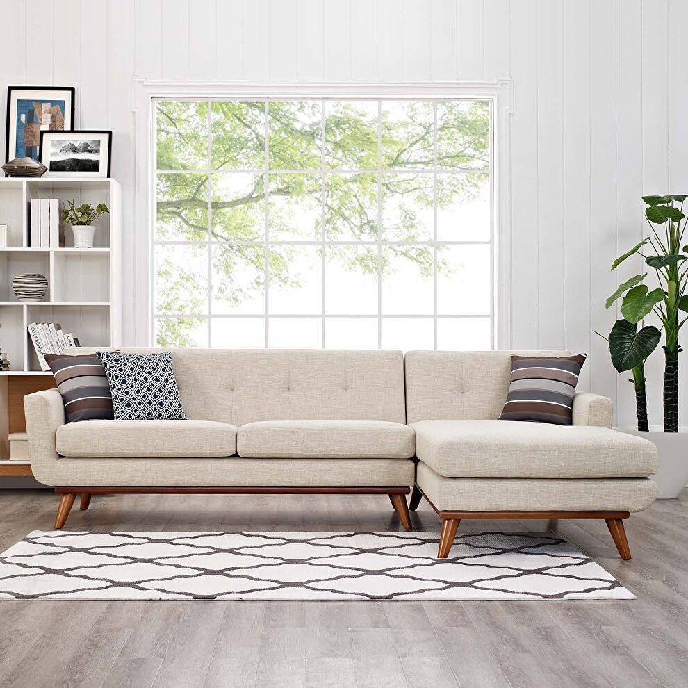 Right-facing sectional sofa in beige by Modway