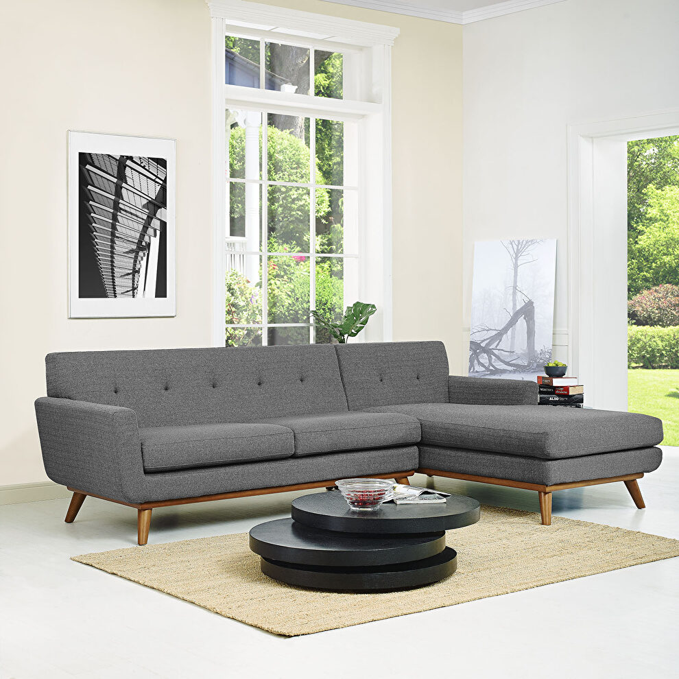 Right-facing sectional sofa in gray by Modway