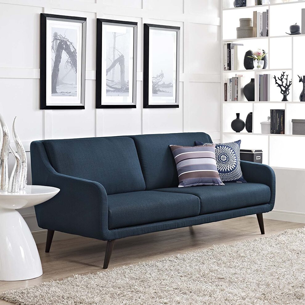 Upholstered fabric sofa in azure by Modway