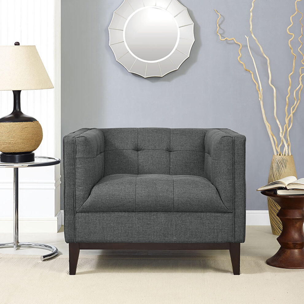 Upholstered fabric chair in gray by Modway