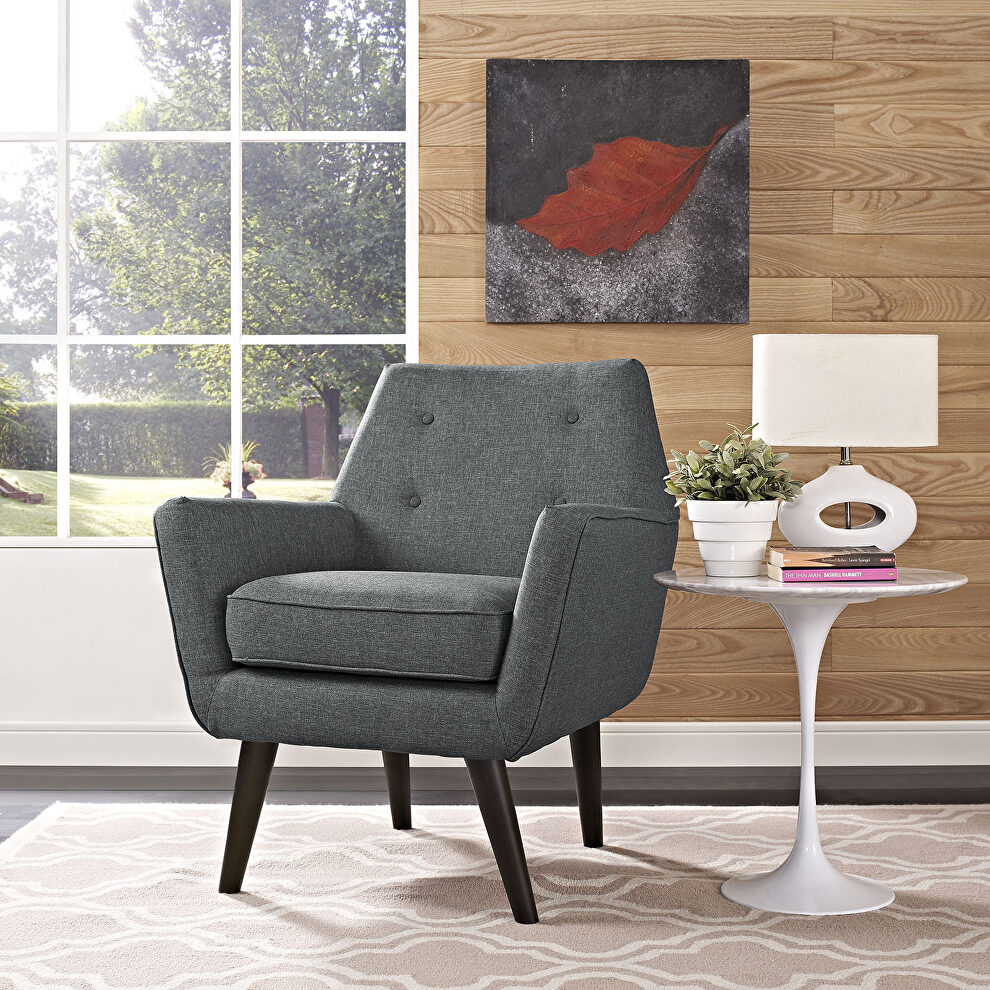 Upholstered fabric armchair in gray by Modway