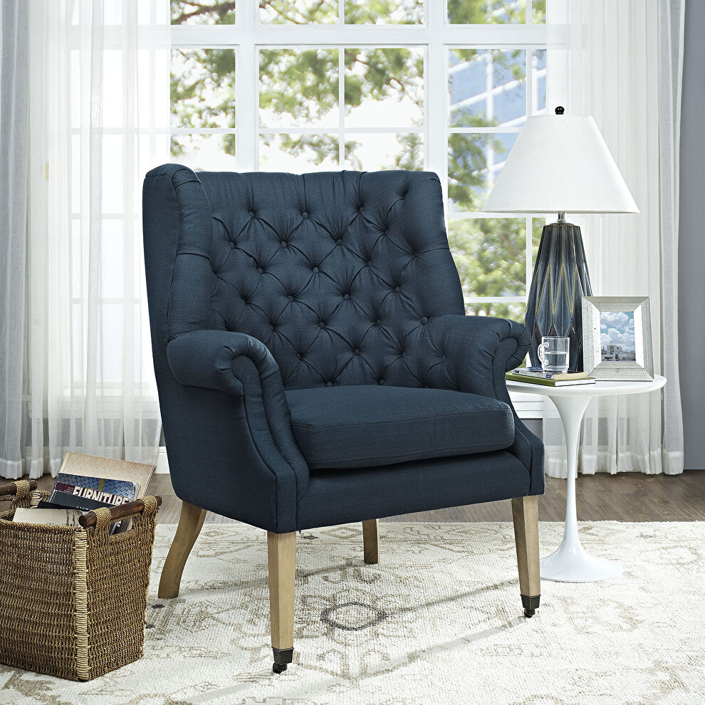Upholstered fabric lounge chair in azure by Modway