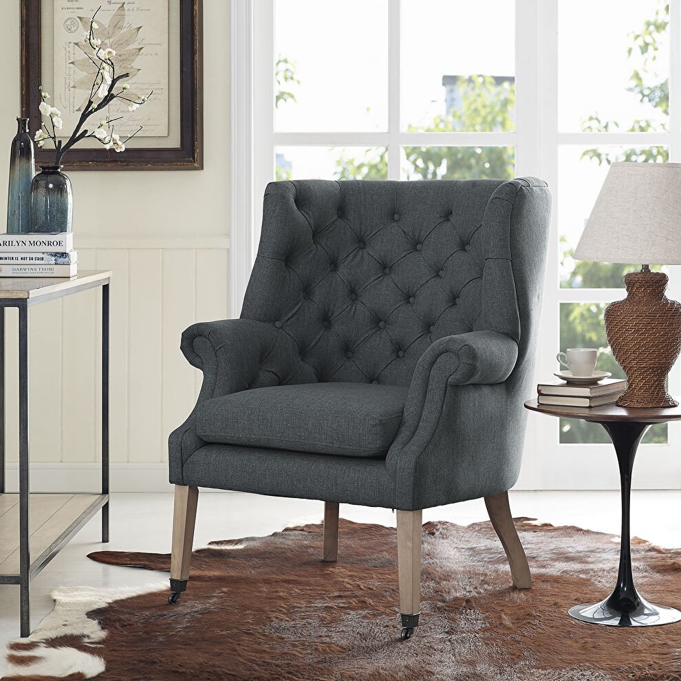 Upholstered fabric lounge chair in gray by Modway