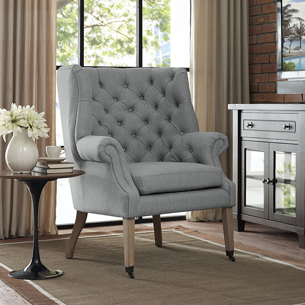 Upholstered fabric lounge chair in light gray by Modway