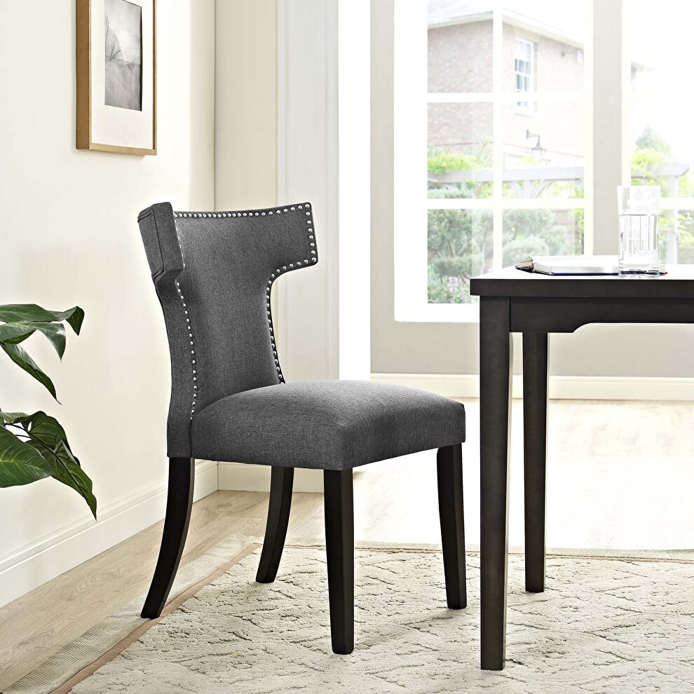 Fabric dining chair in gray by Modway