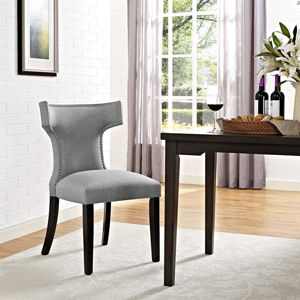 Fabric dining chair in light gray by Modway