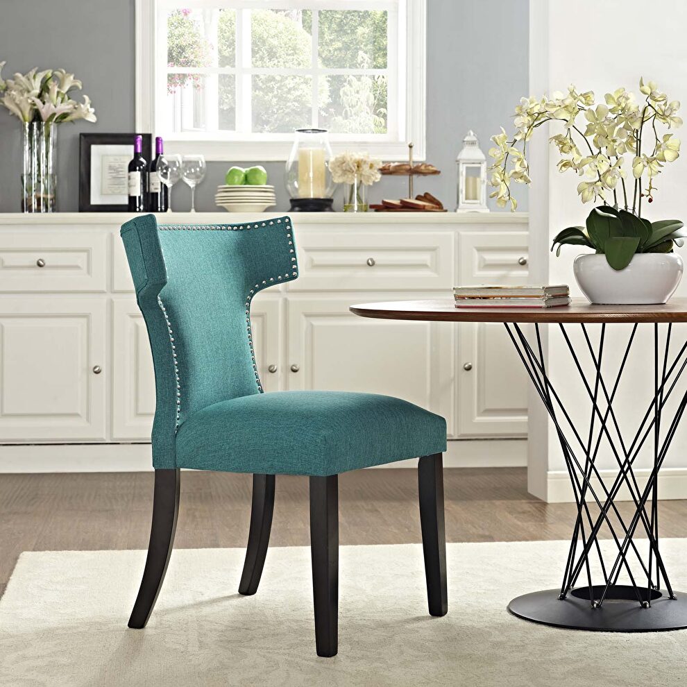 Fabric dining chair in teal by Modway