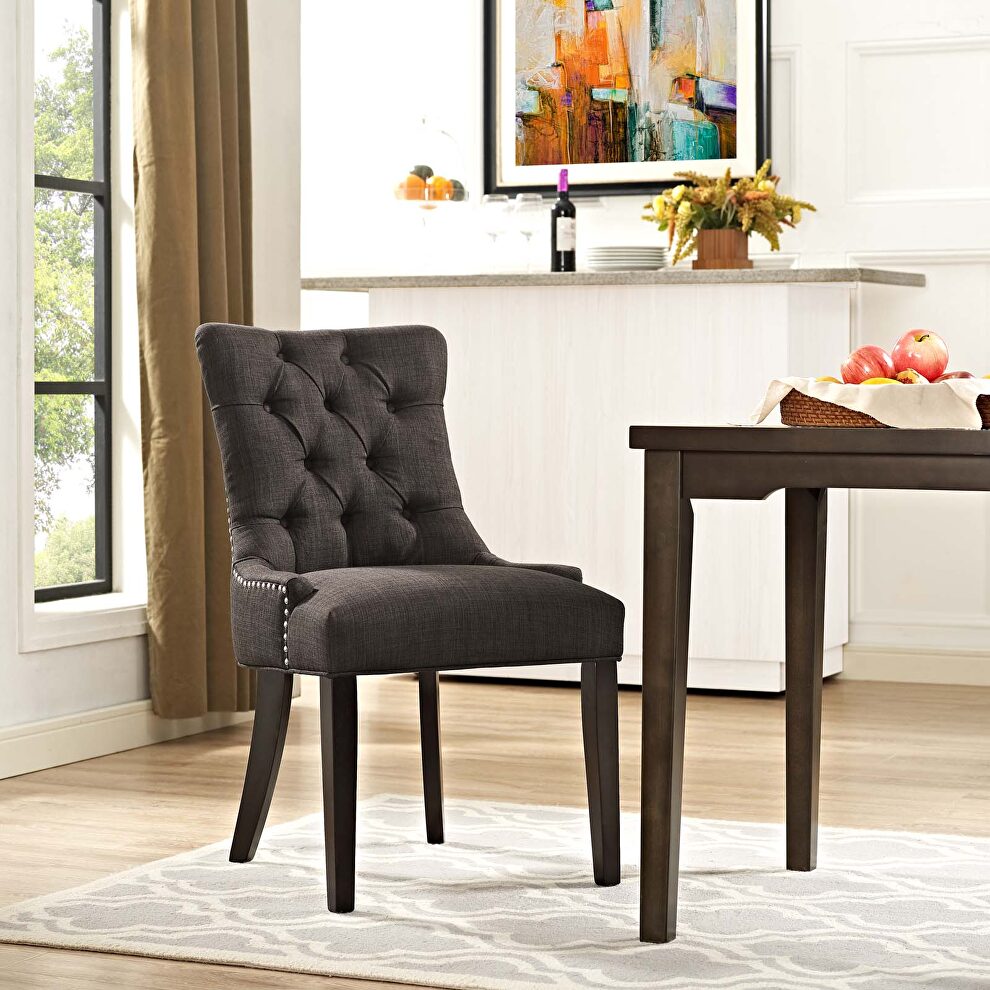 Tufted fabric dining side chair in brown by Modway