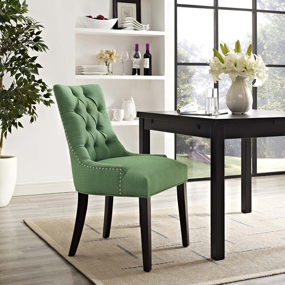 Tufted fabric dining side chair in kelly green by Modway