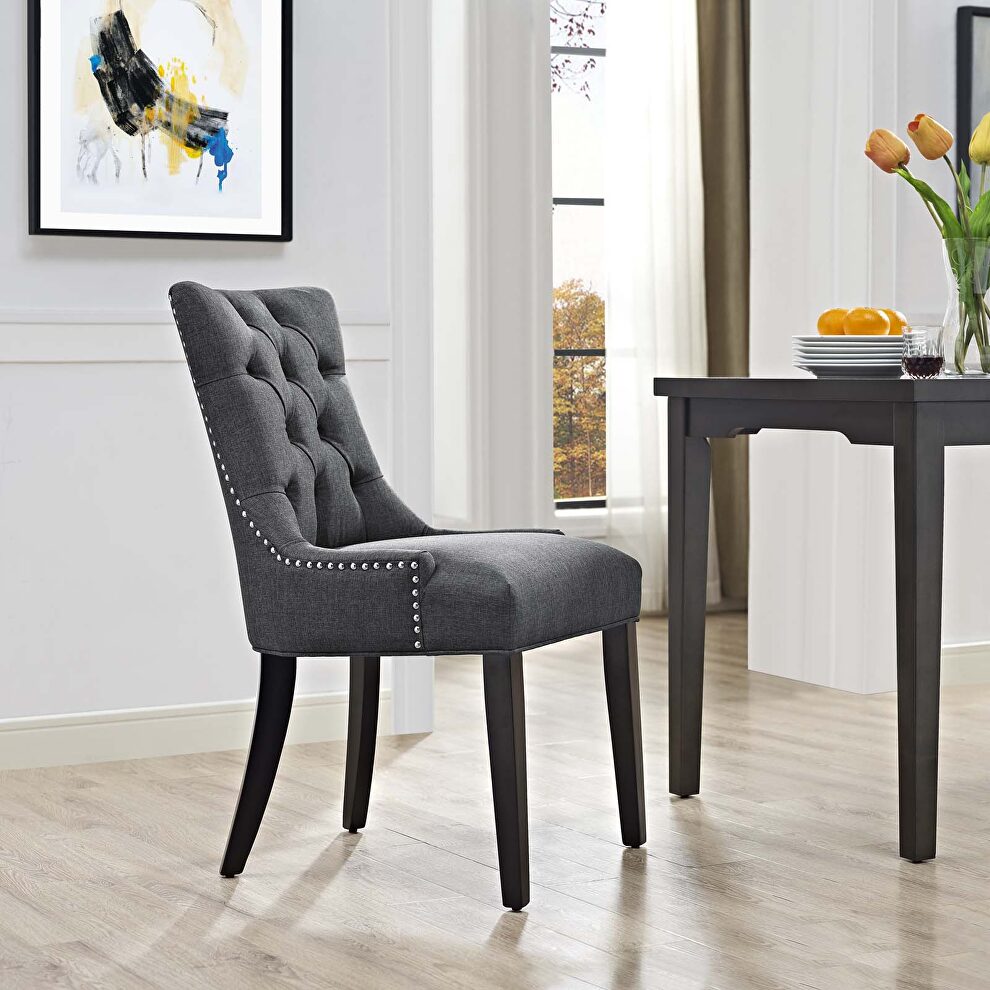Tufted fabric dining side chair in gray by Modway