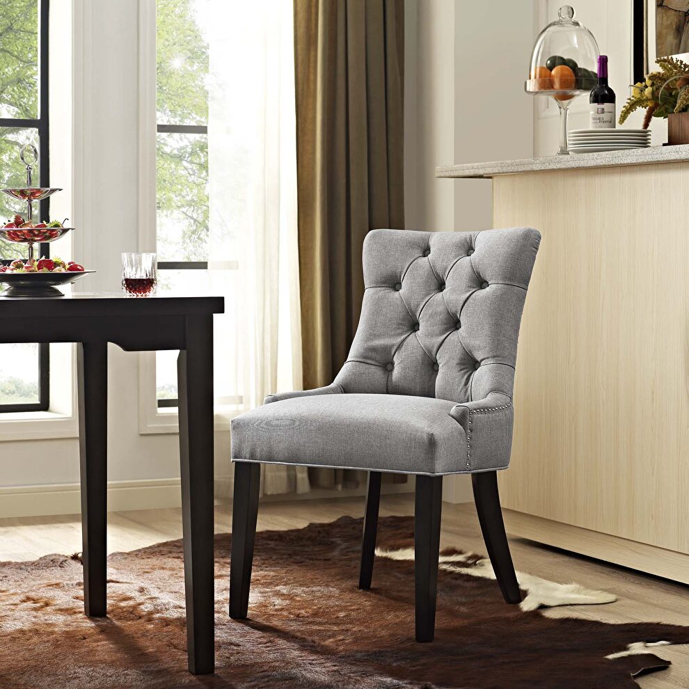 Tufted fabric dining side chair in light gray by Modway