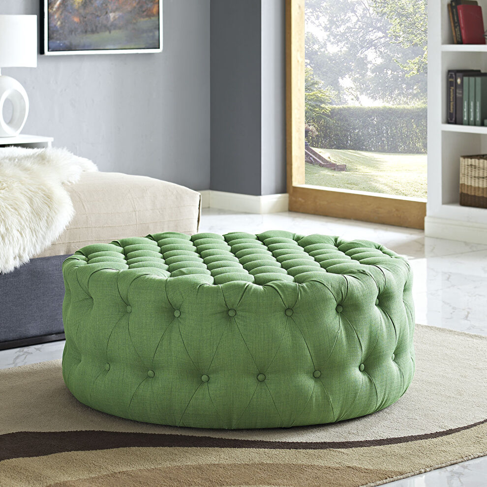 Upholstered fabric ottoman in kelly green by Modway