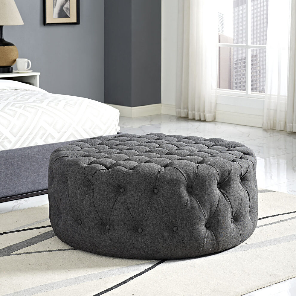 Upholstered fabric ottoman in gray by Modway