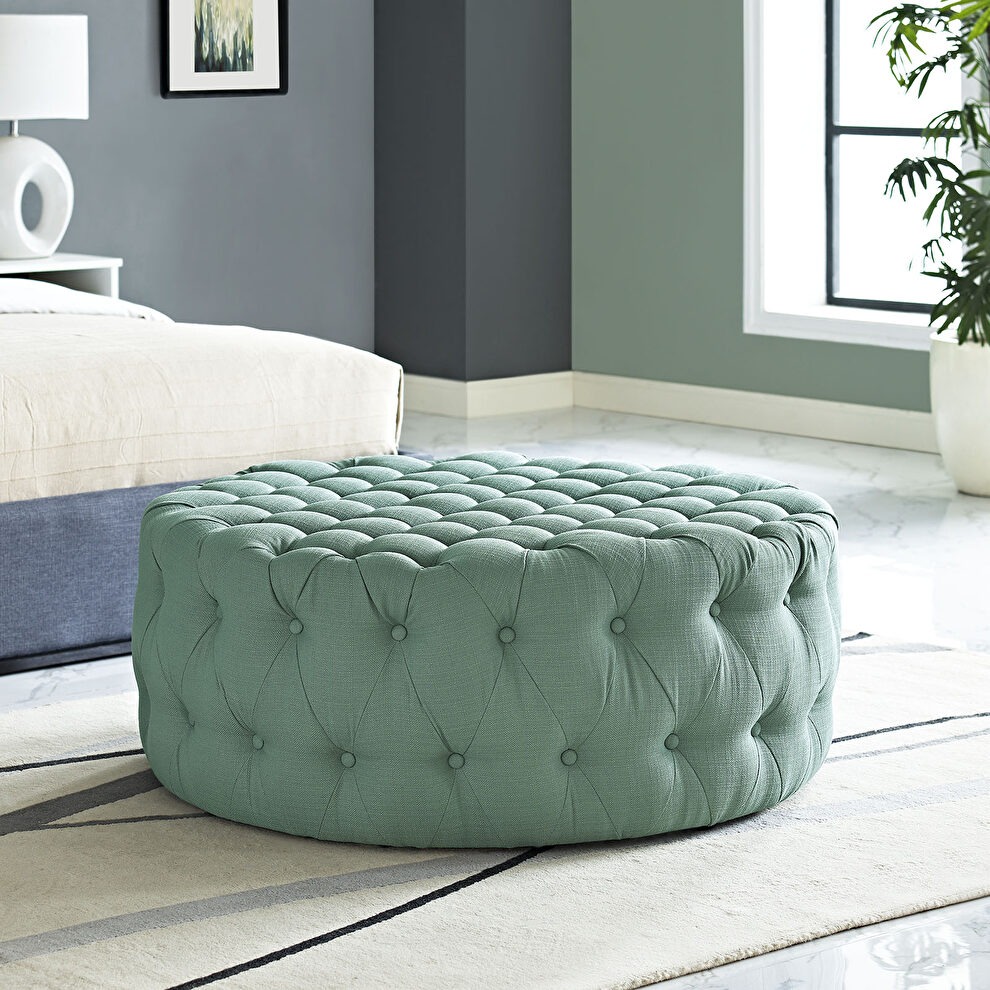 Upholstered fabric ottoman in laguna by Modway