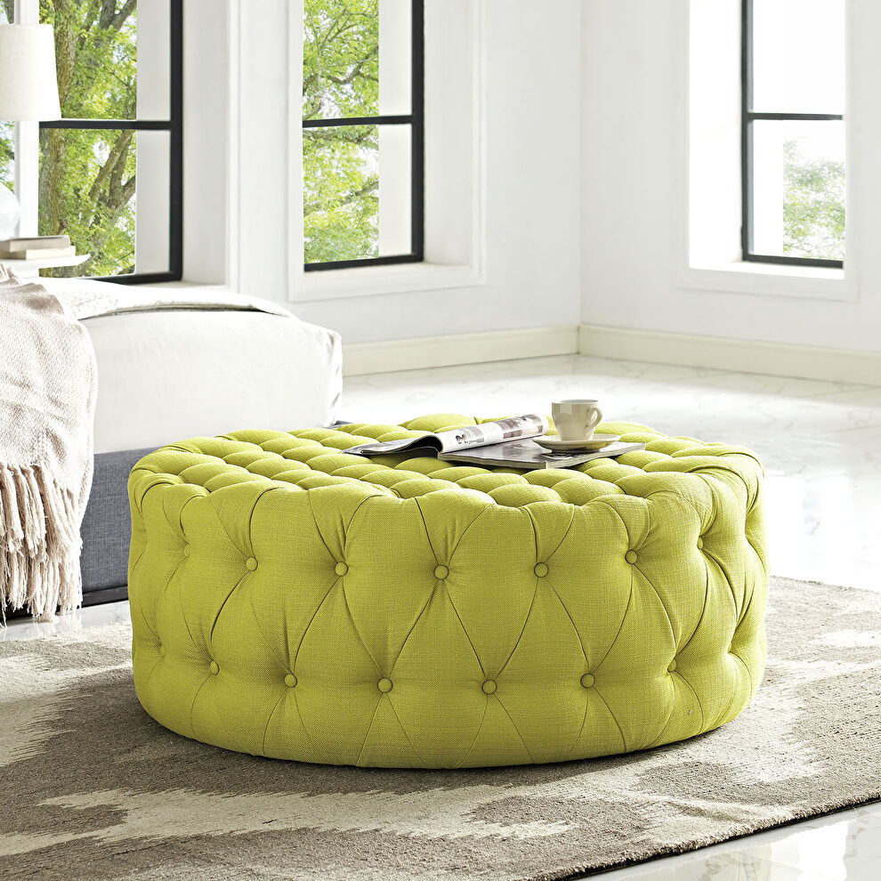 Upholstered fabric ottoman in wheatgrass by Modway