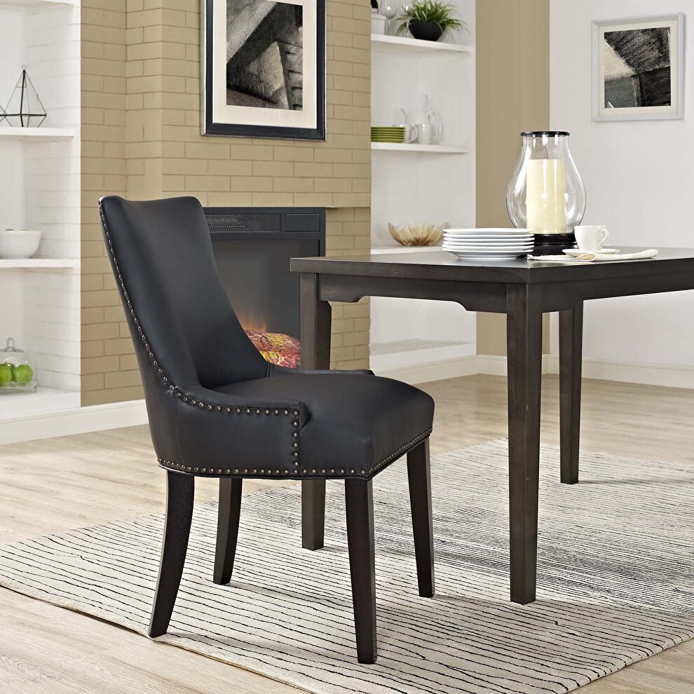 Faux leather dining chair in black by Modway