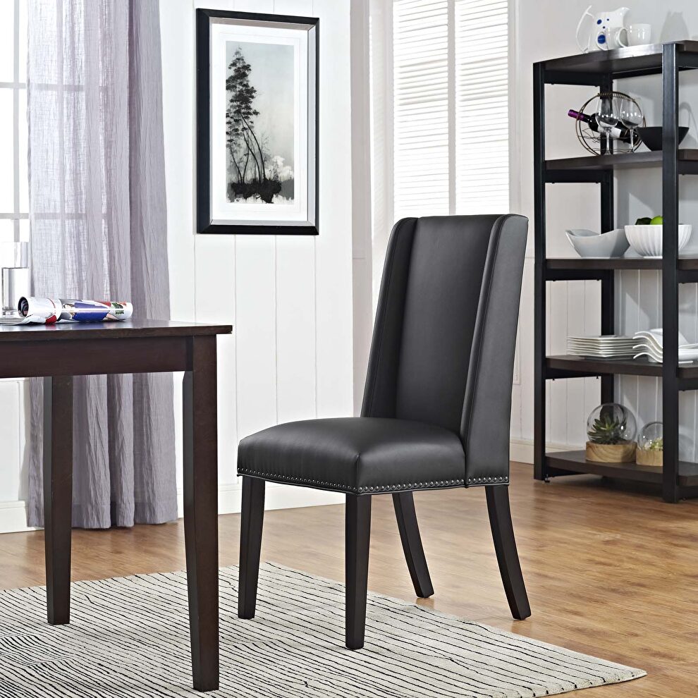 Vinyl dining chair in black by Modway