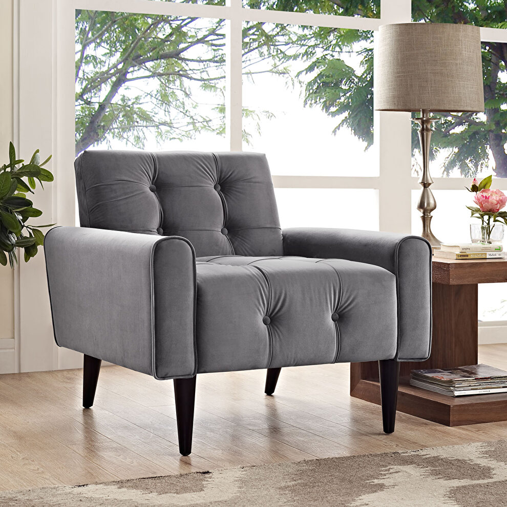 Performance velvet chair in gray by Modway