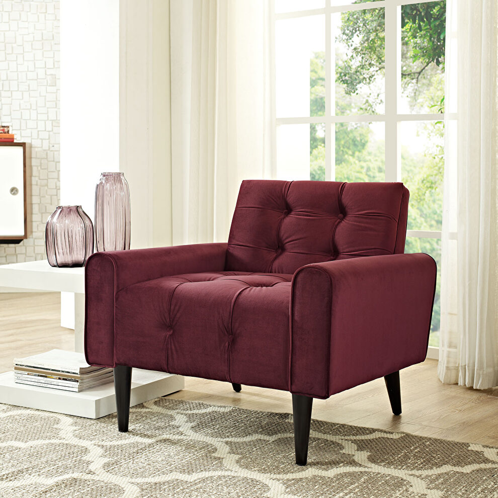 Performance velvet chair in maroon by Modway