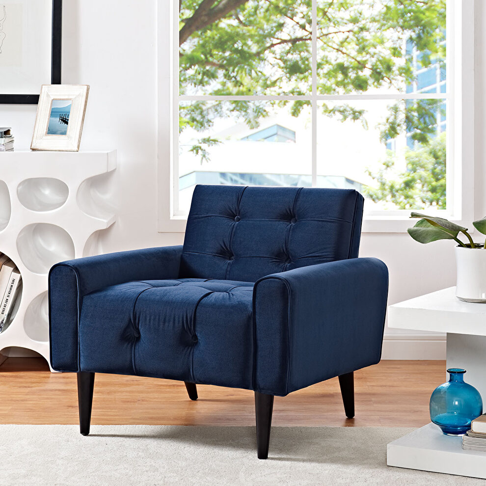 Performance velvet chair in navy by Modway