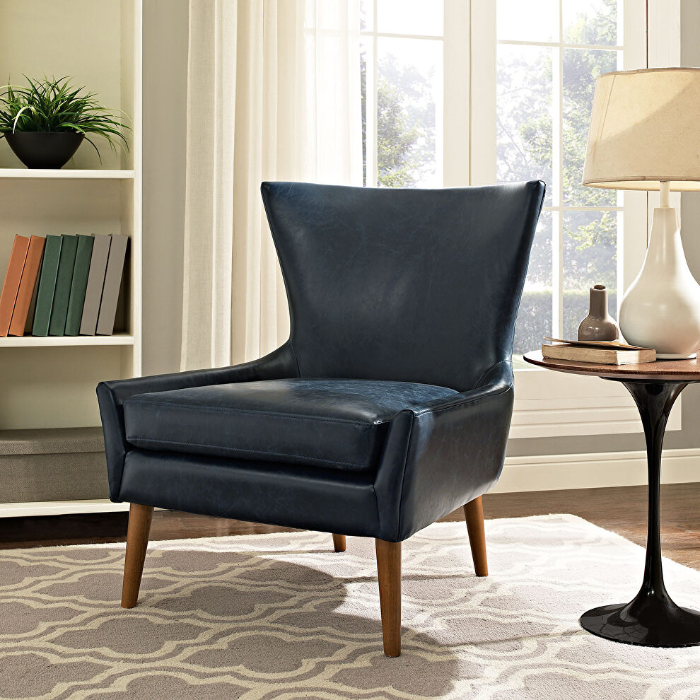 Upholstered vinyl armchair in blue by Modway