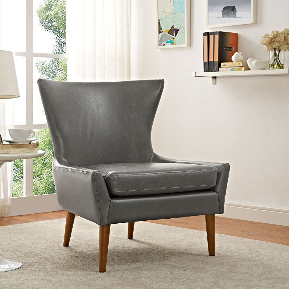 Upholstered vinyl armchair in gray by Modway
