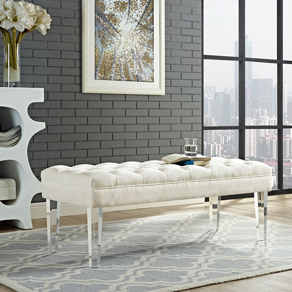 Performance velvet bench in ivory by Modway