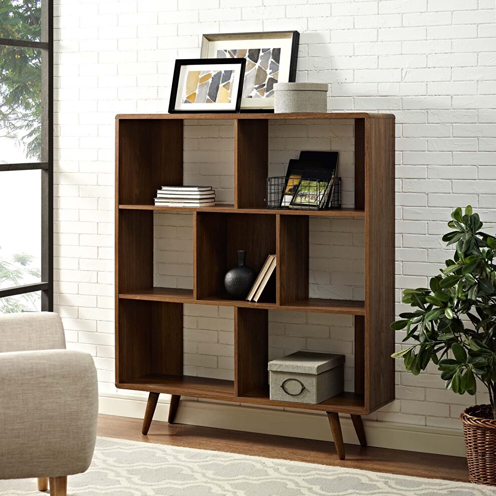 Bookcase in walnut grain laminate by Modway