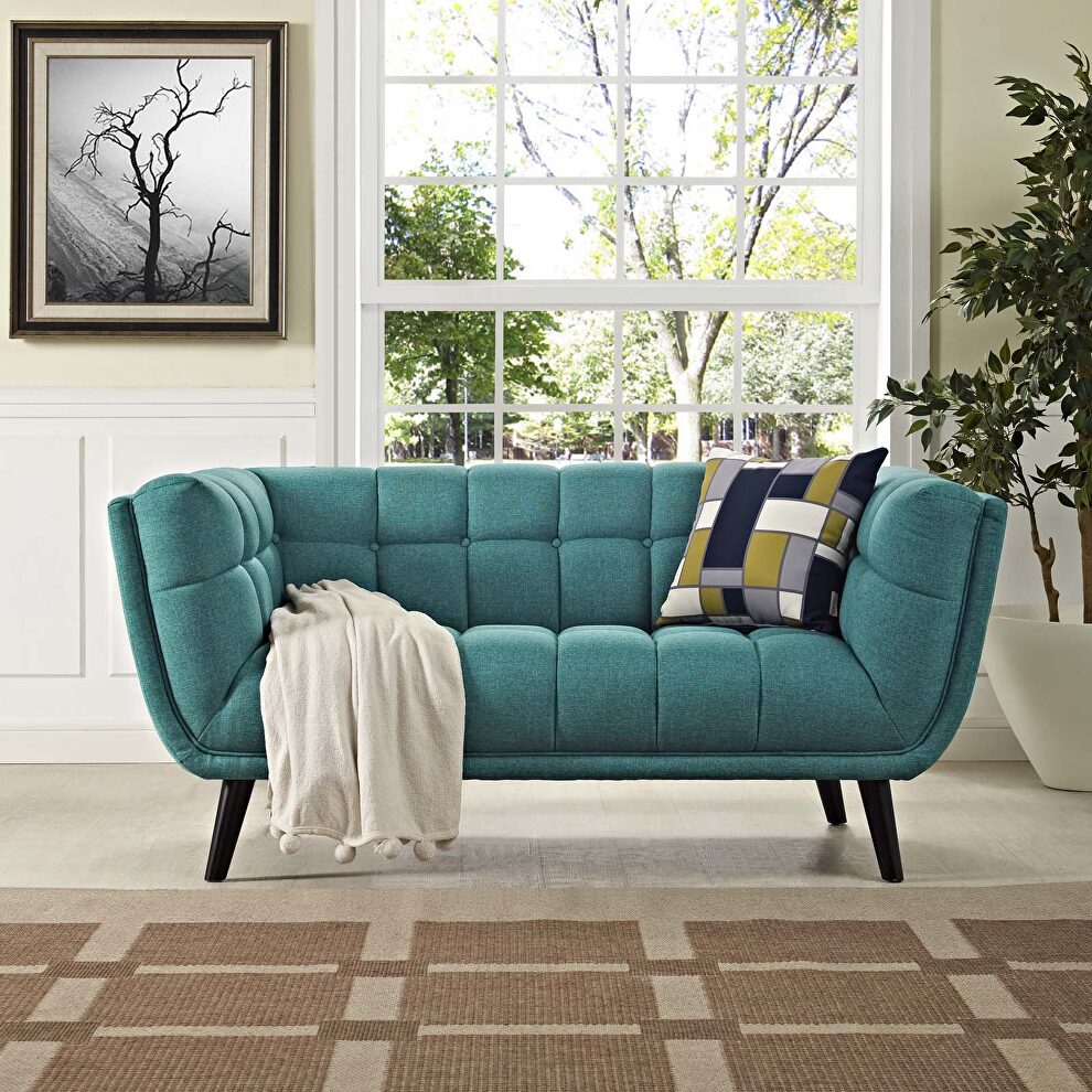 Upholstered fabric loveseat in teal by Modway