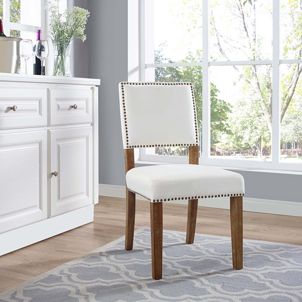 Wood dining chair in ivory by Modway