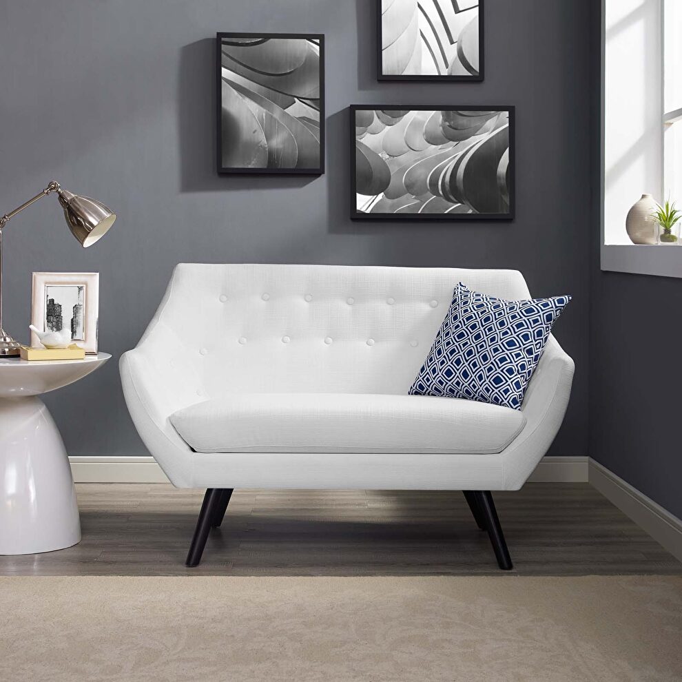 White fabric upholstery loveseat by Modway