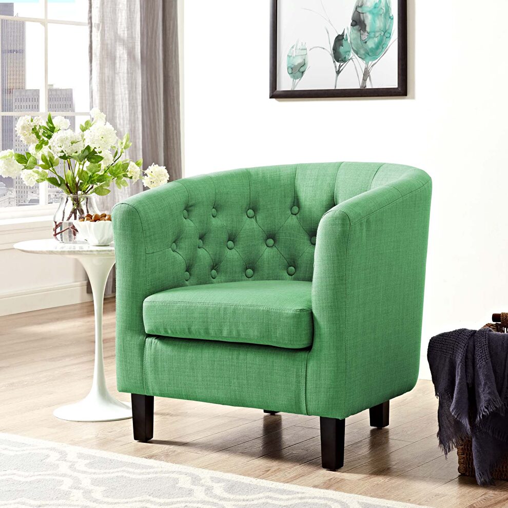 Upholstered fabric armchair in kelly green by Modway