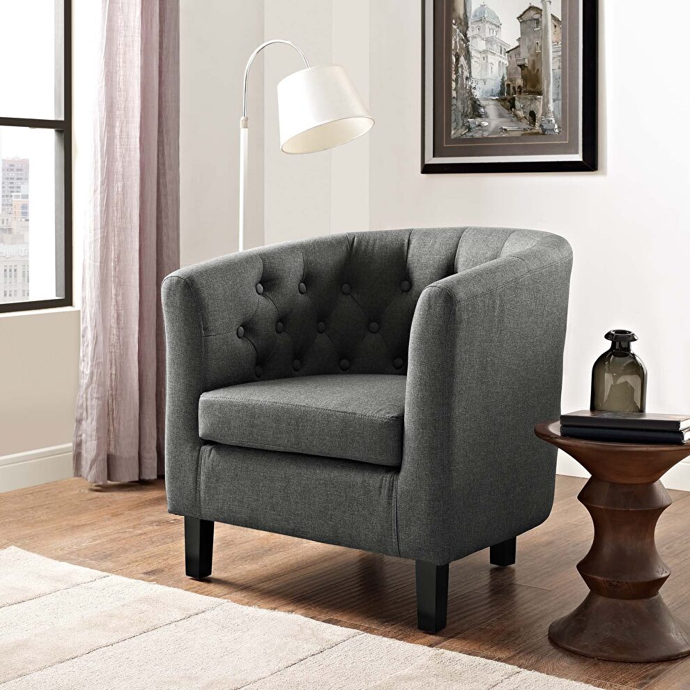Upholstered fabric armchair in gray by Modway