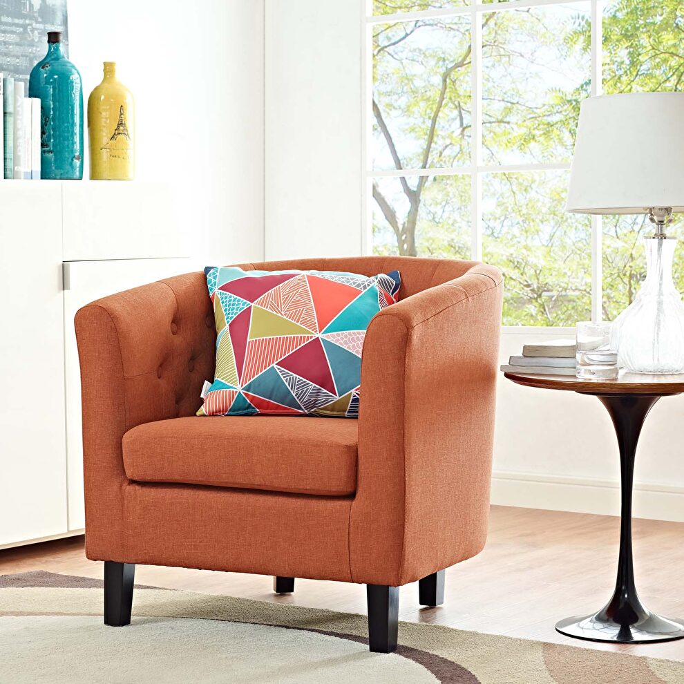 Upholstered fabric armchair in orange by Modway