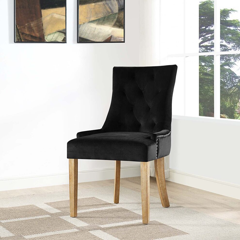 Performance velvet dining chair in black by Modway