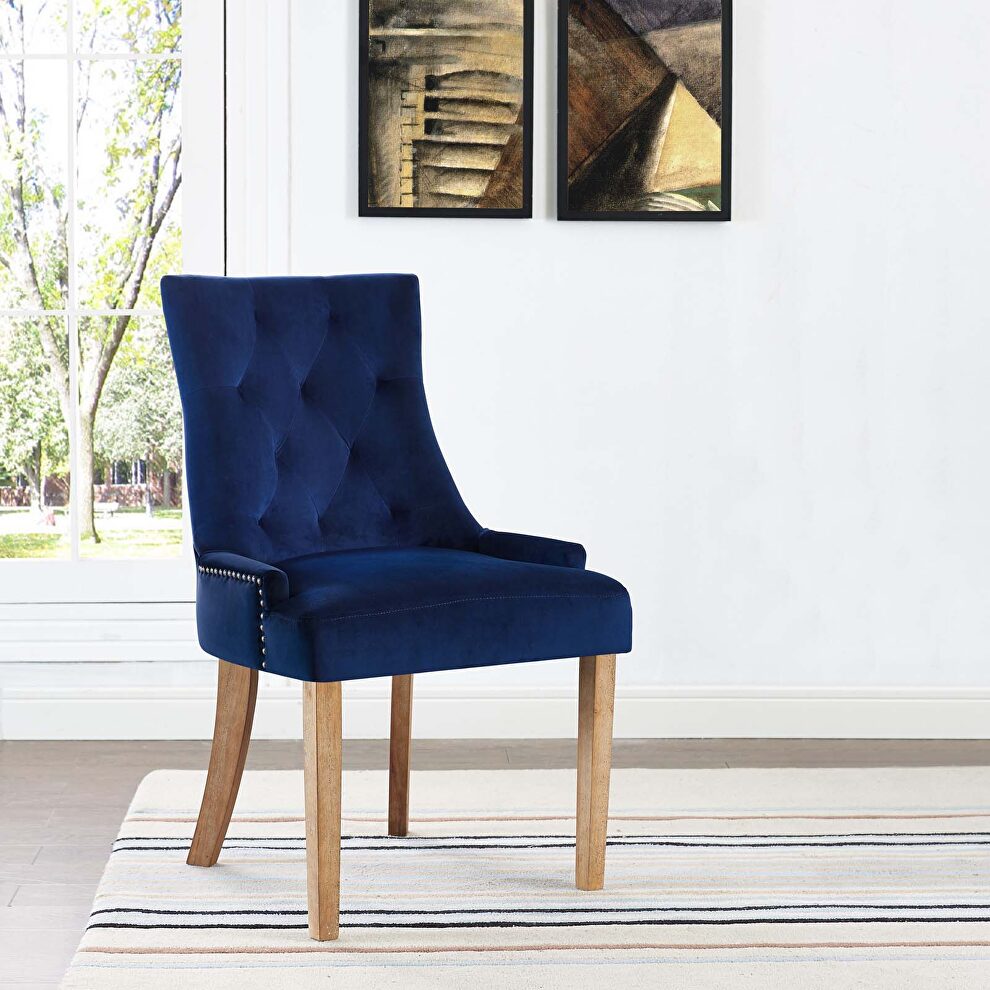 Performance velvet dining chair in navy by Modway