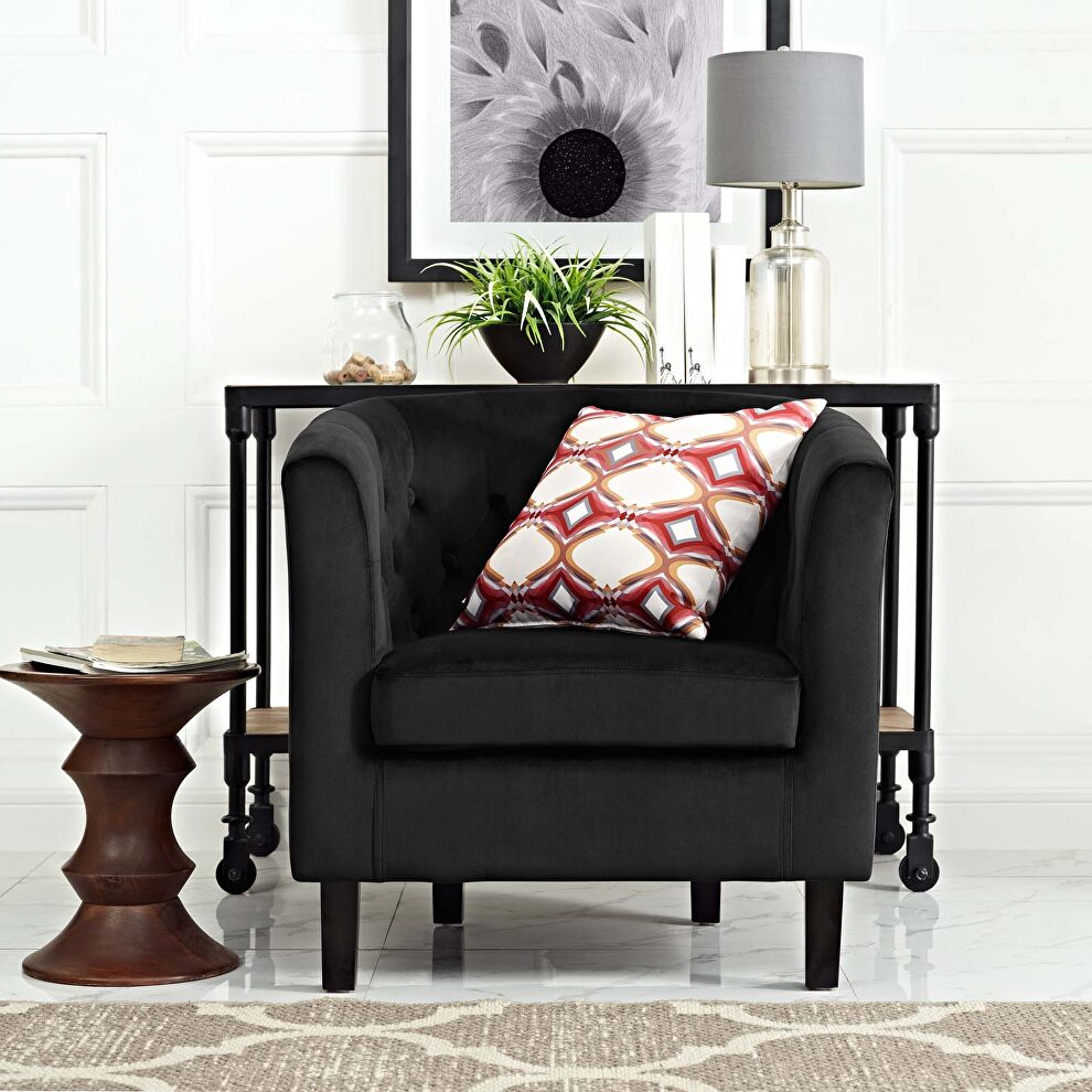 Performance velvet armchair in black by Modway
