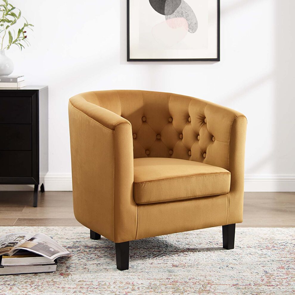 Performance velvet armchair in cognac by Modway