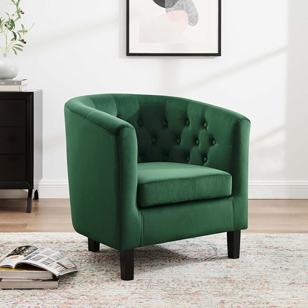 Performance velvet armchair in emerald by Modway
