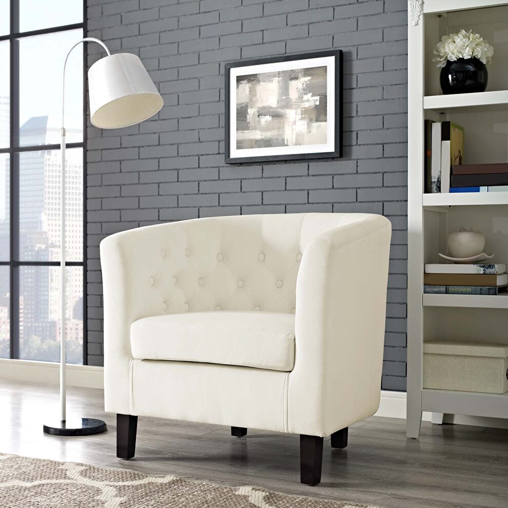 Performance velvet armchair in ivory by Modway