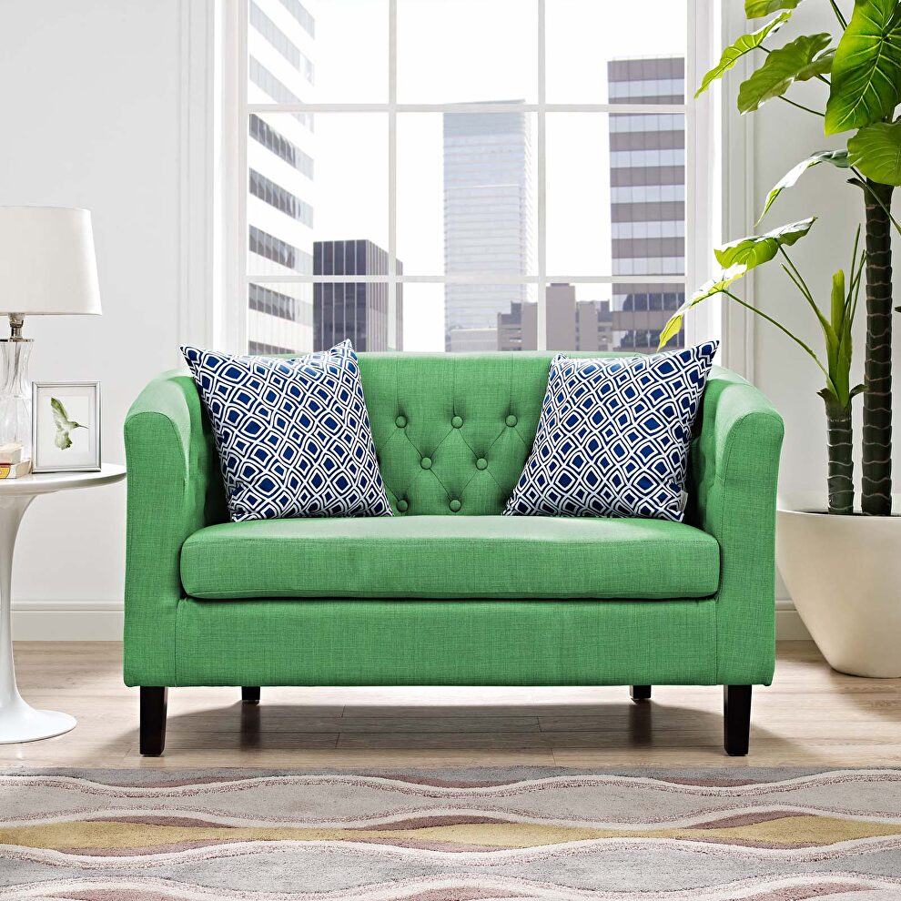 Upholstered fabric loveseat in kelly green by Modway