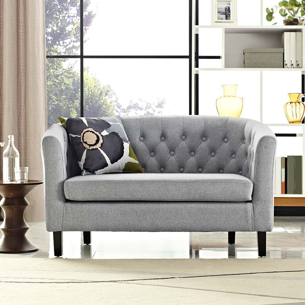 Upholstered fabric loveseat in light gray by Modway