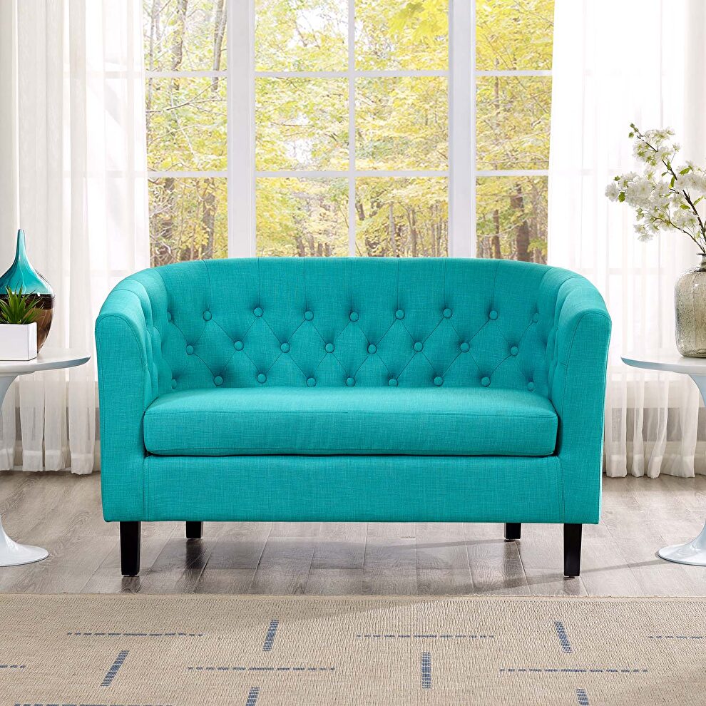 Upholstered fabric loveseat in pure water by Modway