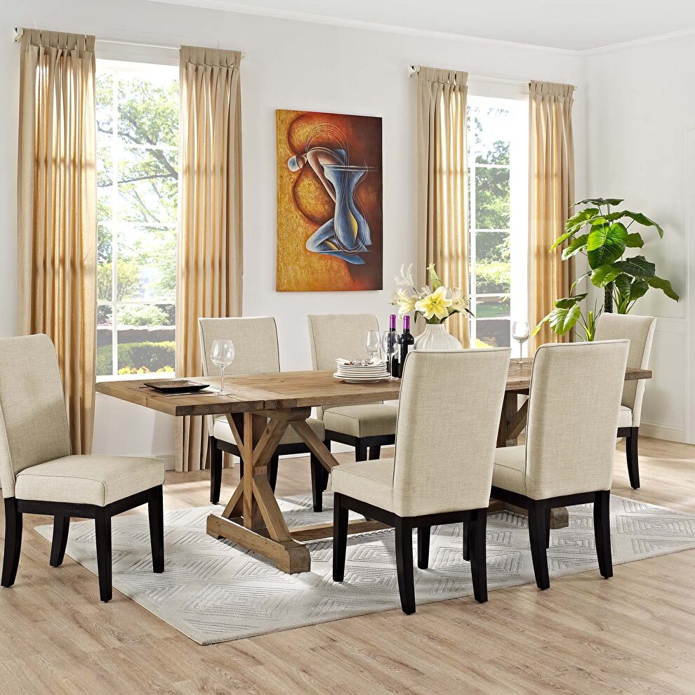 Extendable wood dining table in brown by Modway